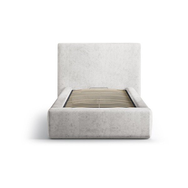 Helehall polsterdatud üheinimesevoodi koos panipaiga ja voodipõhjaga 90x200 cm Amy - Micadoni-image-3