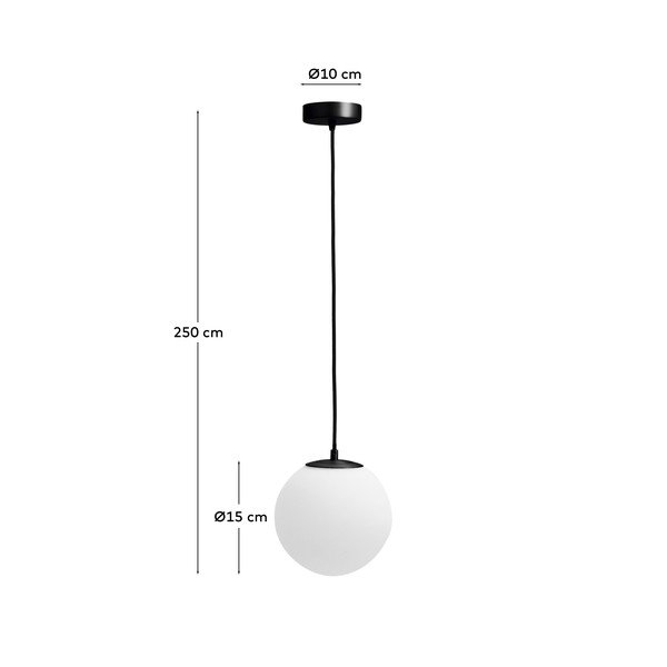Valge/must metallist ripplamp klaasist varjuga, ø 15 cm Brisia - Kave Home-image-3