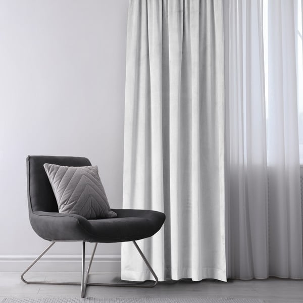 Valge sametist dimout-kardin 140 × 270 cm Eyelets – Restilo-image-1