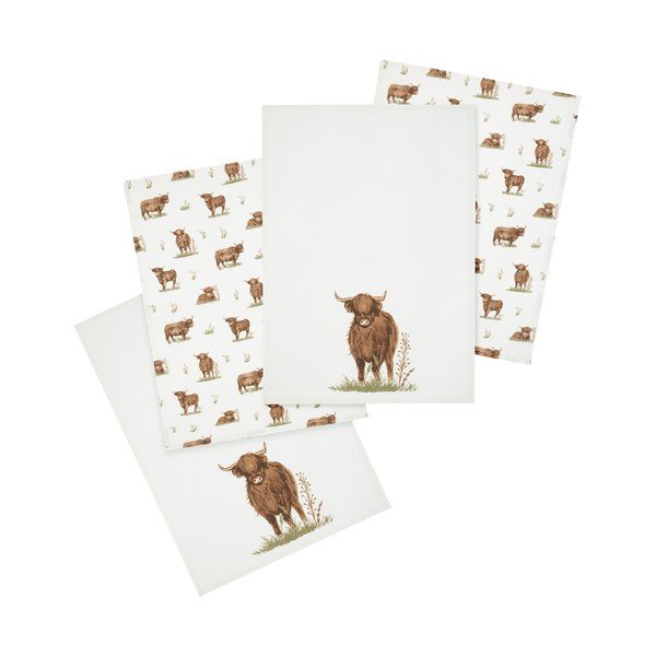 Puuvillased rätikud 4tk komplektis 50x70 cm Angus Highland Cow - Catherine Lansfield