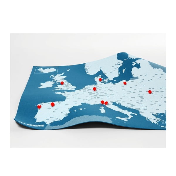 Modrá nástěnná mapa Evropy Palomar Pin World, 100 x 80 cm-image-1