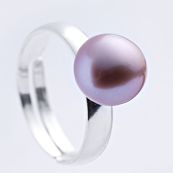 Stříbrný prsten s růžovou perlou 9,5 mm