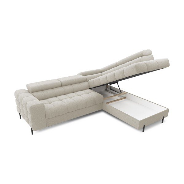 Kreem bouclé-kangast lahtikäiv/sahtliga nurgadiivan (parem nurk/L-kujuline) Ferucce – ELTAP-image-4