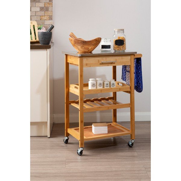 Bambusest serveerimislaud ratastel 41x58 cm Harlow - Premier Housewares-image-1
