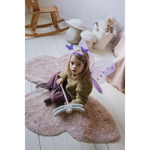 Heleroosa-beež pestav käsitsi kootud puuvillane laste vaip 90x120 cm Baby Butterfly - Lorena Canals-image-3