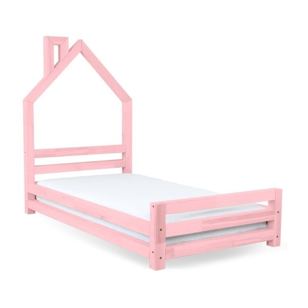 Dětská růžová postel z smrkového dřeva Benlemi Wally, 80 x 160 cm