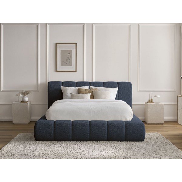 Tumesinine polsterdatud kaheinimesevoodi koos panipaiga ja voodipõhjaga 160x200 cm Denali - Bobochic Paris-image-1