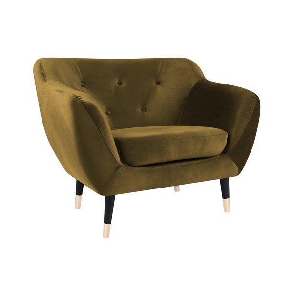 Hořčicově žluté křeslo s černými nohami Mazzini Sofas Amelie-image-2