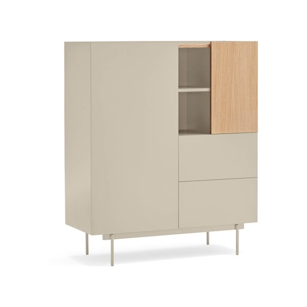 Beež/puiduvärvi tammedekooriga kõrge kummut 100x120 cm Otto - Teulat-image-1