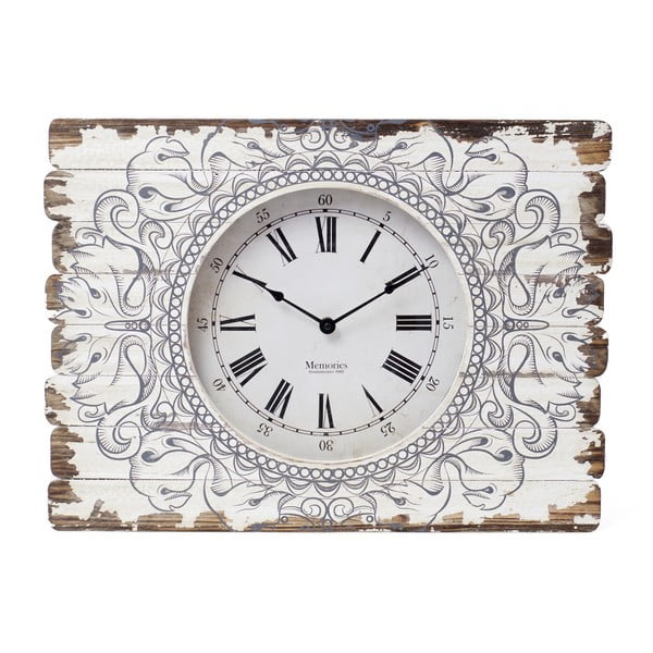 Hnědo-bílé hodiny se vzorem Ego Dekor, 54 x 50 cm