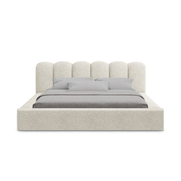 Beež polsterdatud kaheinimesevoodi koos voodipõhja ja panipaigaga 140x200cm Mano - Makamii-image-3