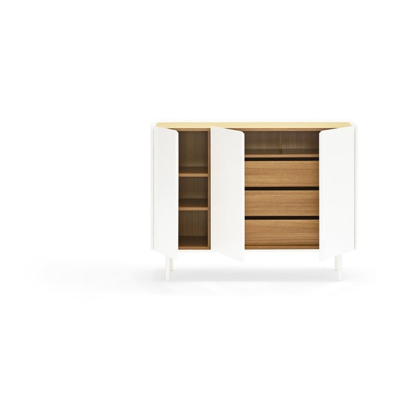 Valge madal tammedekooriga kummut 110x85 cm Arista – Teulat-image-4