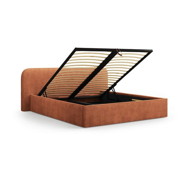 Tellisevärvi polsterdatud kaheinimesevoodi koos panipaiga ja voodipõhjaga 140x200 cm Elizabeth - Micadoni-image-2