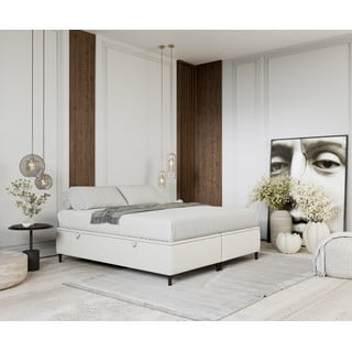 Kreemvalge polsterdatud kaheinimese voodi koos panipaigaga 180x200 cm Tate - Maison de Rêve