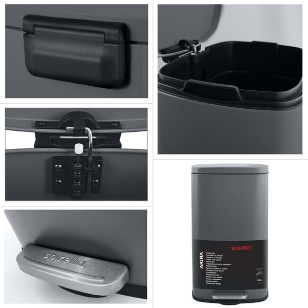 Tumehall terasest prügikast 50 l Akira - Spirella-image-4