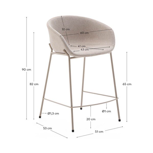 Beež baaritool (istme kõrgus 65 cm) Yvette - Kave Home-image-4