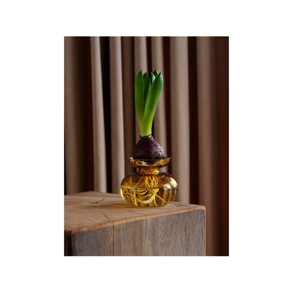 Ookerkollane käsitsi valmistatud klaasist vaas (kõrgus 9 cm) Inu - Zone-image-3