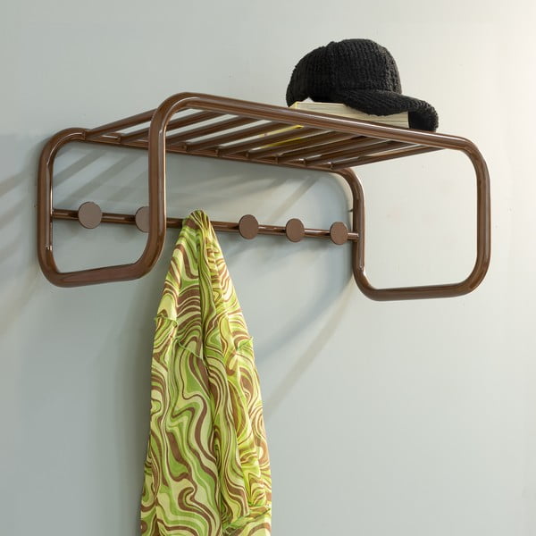 Tumepruun metallist seinanagi koos riiuliga Retro - Spinder Design-image-1