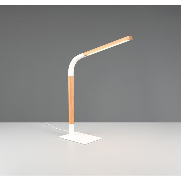 Valge-puiduvärvi dimmerdatav LED laualamp puidust varjuga  (kõrgus 73,5 cm). Norris - Trio-image-1