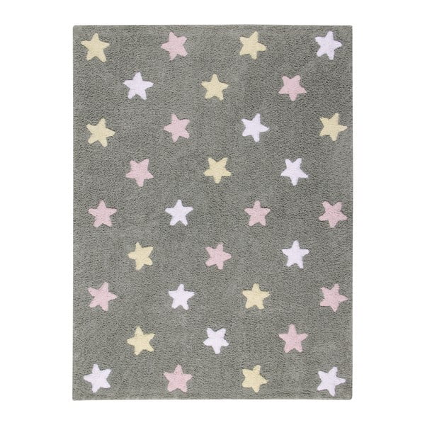 Šedý bavlněný ručně vyráběný koberec Lorena Canals Tricolor Stars, 120 x 160 cm