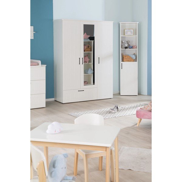 Valge laste riidekapp koos peegliga 139x190 cm Sylt - Roba-image-4