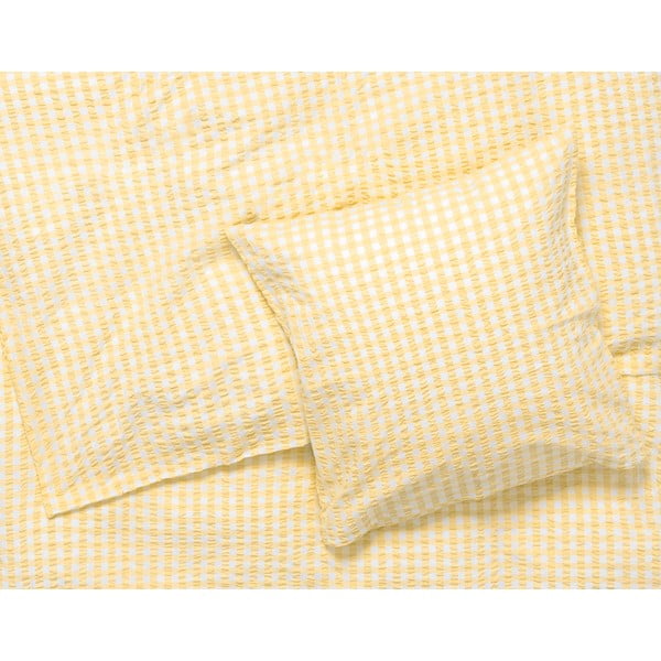 Kollane ja valge krepp voodipesu üheinimesevoodile 140x200 cm Bæk&Bølge - JUNA-image-1