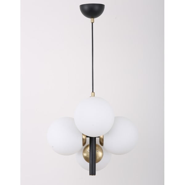 Must-valge klaasist varjuga rippvalgusti ø 15 cm Forte – Squid Lighting-image-3