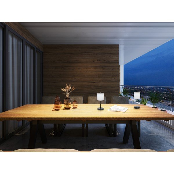 Must-valge LED-tulediga dimmerdatav lauavalgusti (kõrgus 34,5 cm) Riva - Fischer & Honsel-image-1