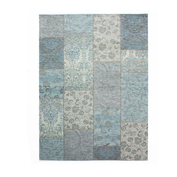 Modrošedý koberec Flair Rugs Patchwork Chenille Duck Egg, 120 x 170 cm
