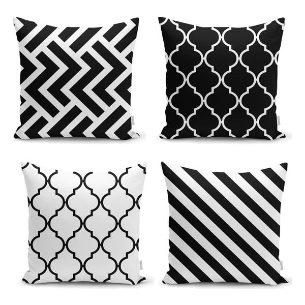 4 BW Graphic Patterns padjapüüride komplekt, 45 x 45 cm - Minimalist Cushion Covers