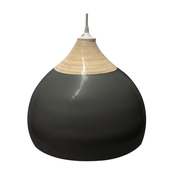 Černé stropní světlo z bambusu Karlsson Glazed, ⌀ 38 cm
