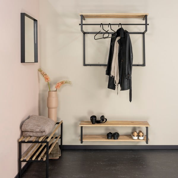 Must-puiduvärvi metallist jalatsiriiul Marco - Spinder Design-image-1