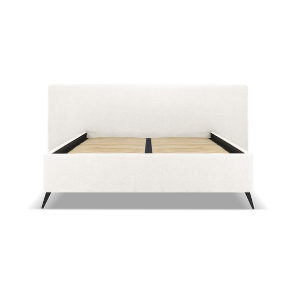 Kreem polsterdusega kaheinimesevoodi koos panipaiga ja voodipõhjaga 160x200 cm Walter - Milo Casa-image-1