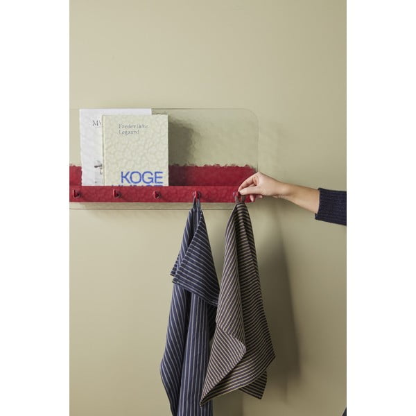 Punane metallist seinakinnitus riiuliga Shack - Hübsch-image-1