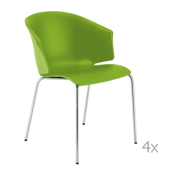 Sada 4 zelených  jídelních židlí Pedrali Grace