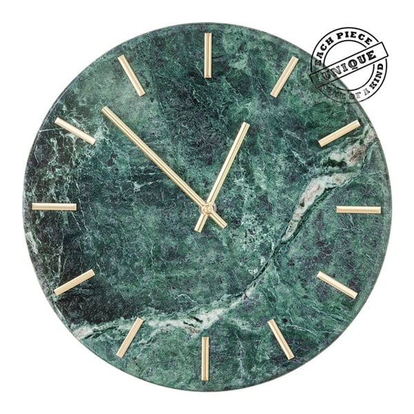 Zelené nástěnné hodiny v efektu mramoru Kare Design Desire