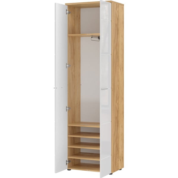 Valge naturaalne tammepuidust riidekapp 60x198 cm Aledo - Germania-image-3