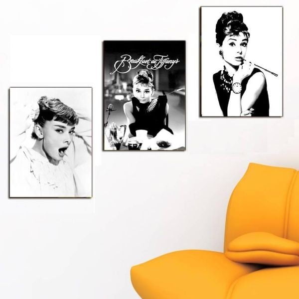 3dílný obraz Audrey Hepburn, 45x90 cm