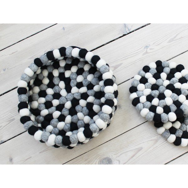 Must-valge pallivillane hoiukorv pallikorv, ⌀ 28 cm - Wooldot-image-1