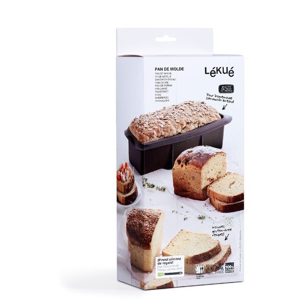 Pruun ruudukujuline silikoonist leivavorm , pikkus 28 cm - Lékué-image-2