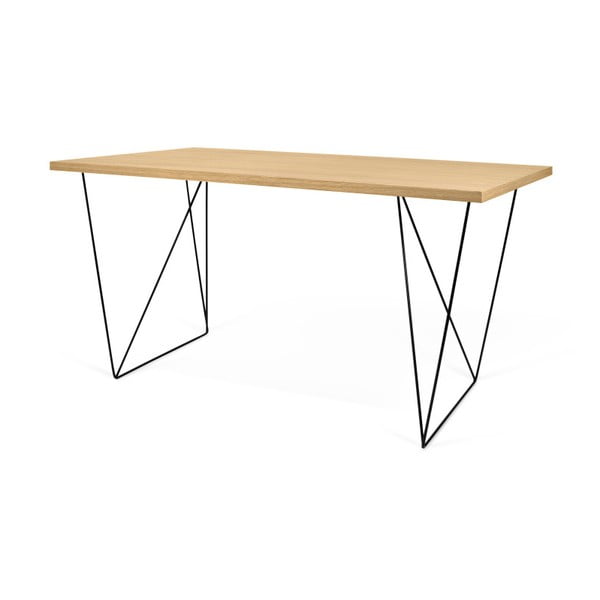 Tammepuidust töölaud mustade jalgadega , 140 x 75 cm Flow - TemaHome-image-4