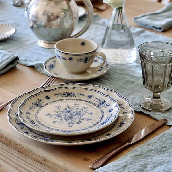 Sinine/beež keraamiline magustoidutaldrik ø 21 cm Vila - Costa Nova-image-1