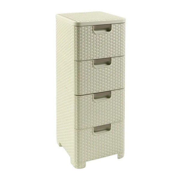 Kreem plastikust kõrge vannitoakapp 33x79 cm Rattan - Curver