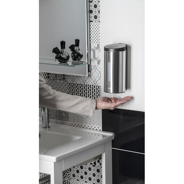 Matt hõbedane roostevabast terasest puutevaba seebidosaator 650 ml - Sapho-image-1