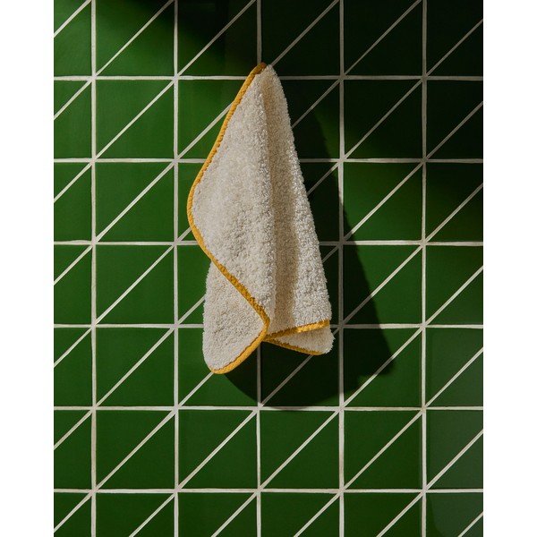 Kollane/valge frotee-puuvillane rätik 30x50 cm Sedora - Kave Home-image-1