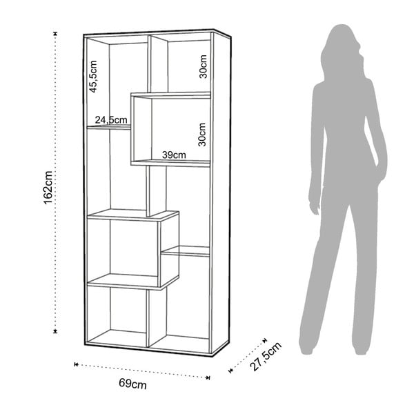 Valge raamaturiiul puidust servaga 69x160 cm Random Andrea - Tomasucci-image-4