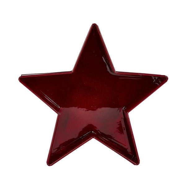 Červený servírovací tác ve tvaru hvězdy KJ Collection, 19 cm