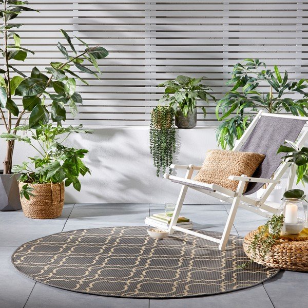 Hall/beež ümmargune välivaip ø 160 cm Milan - Flair Rugs-image-1