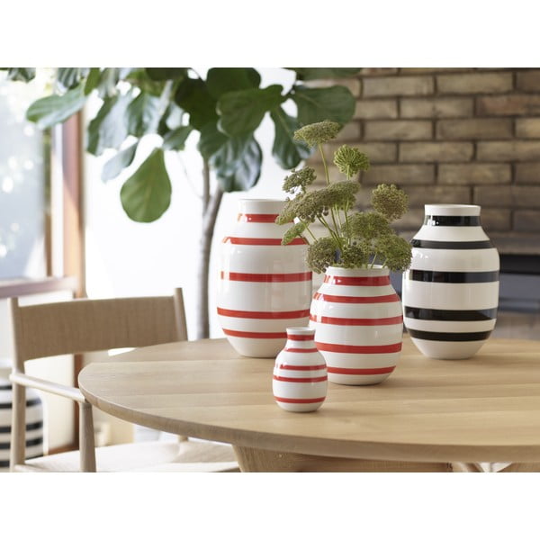 Valge ja punane triibuline keraamiline vaas , kõrgus 31 cm Omaggio - Kähler Design-image-3