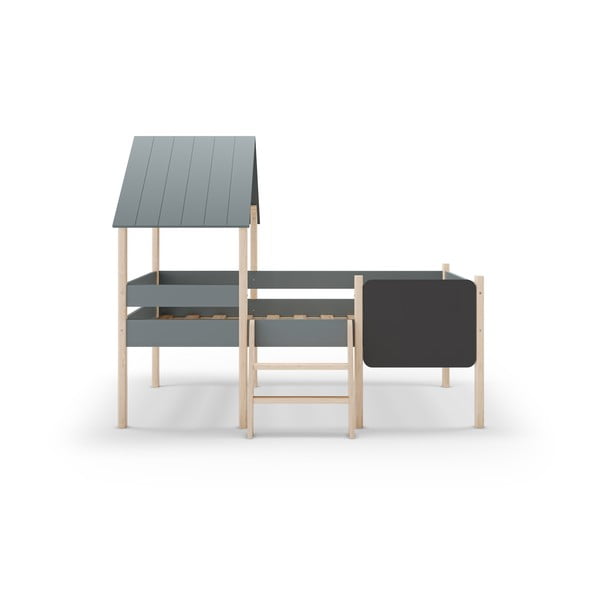 Hallikasroheline männipuidust majakujuline/kõrgendatud lastevoodi koos voodipõhjaga 90x190 cm Mint – Marckeric-image-2